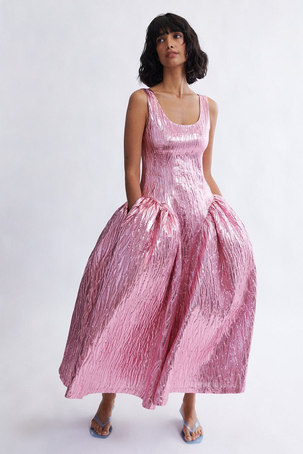 pink metallic dress Pink Metallic Maxi Dress for Women | Vivienne Maxi Dress