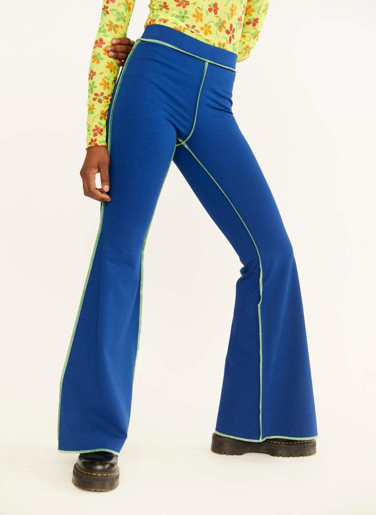 Eliza Faulkner Designs Inc. Electric Blue & Lime Green JoJo Flare Leggings