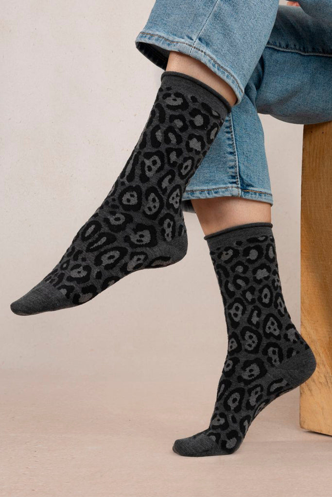 Eliza Faulkner Designs Inc. Accessories Bleuforêt Leopard Sock Grey