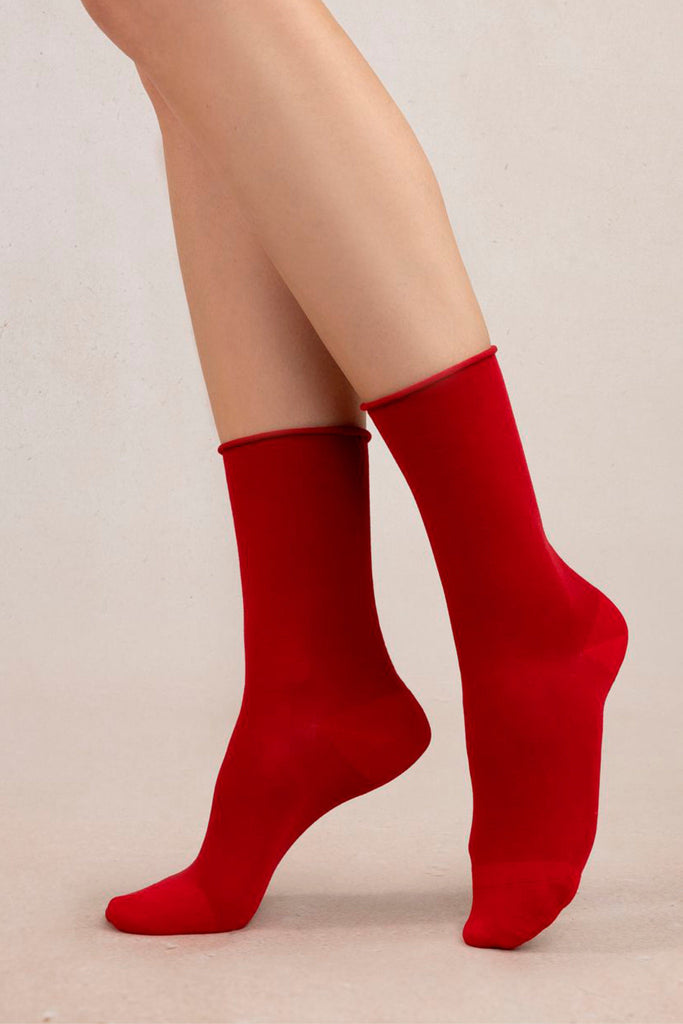 Eliza Faulkner Designs Inc. Accessories Bleuforêt Velvet Cotton Sock Red