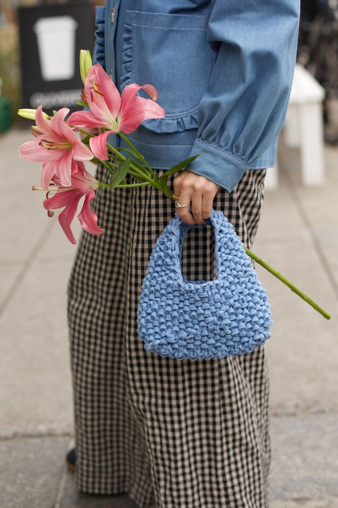 Eliza Faulkner Designs Inc. Bags Crochet Bag Blue Linen