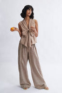Eliza Faulkner Designs Inc. Blouses Annette Blouse Brown Stripe