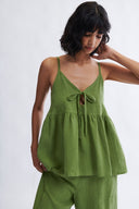 Eliza Faulkner Designs Inc. Camille Tank Top Green Linen