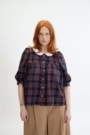 Eliza Faulkner Designs Inc. Chloe Top Navy Plaid