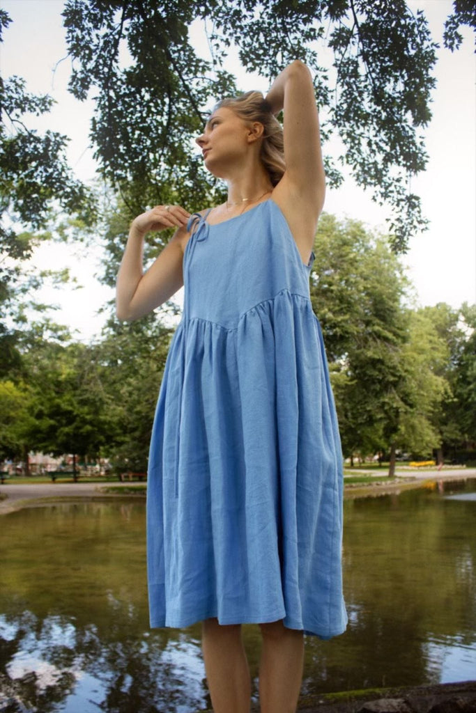 Eliza Faulkner Designs Inc. Dresses Amelie Dress Blue Linen