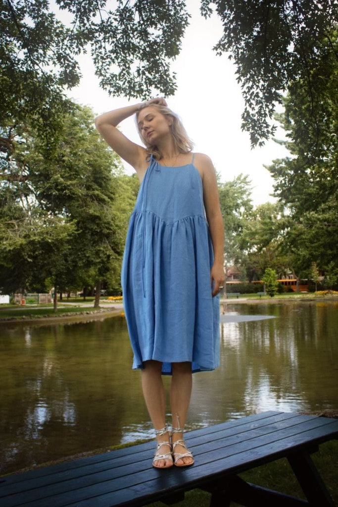 Eliza Faulkner Designs Inc. Dresses Amelie Dress Blue Linen