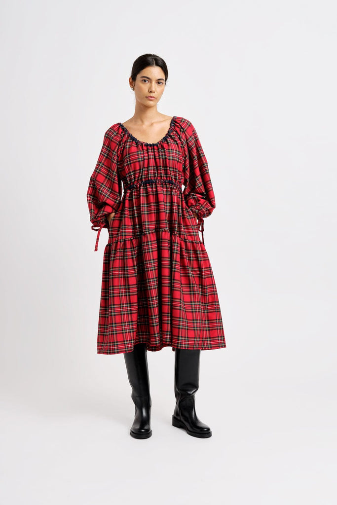 Eliza Faulkner Designs Inc. Dresses Josie Long Dress Red Plaid