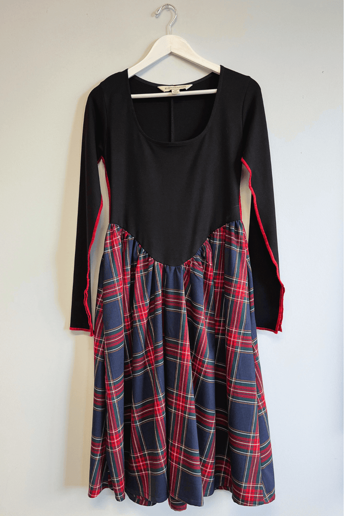 Eliza Faulkner Designs Inc. Dresses S Sample Joan Dress Black And Navy Plaid