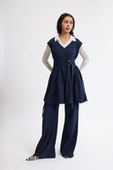 Eliza Faulkner Designs Inc. Ines Dress Navy Pinstripe