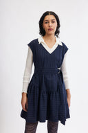Eliza Faulkner Designs Inc. Ines Dress Navy Pinstripe