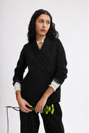 Eliza Faulkner Designs Inc. Jackets Blythe Blazer in Black Pinstripe