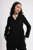 Eliza Faulkner Designs Inc. Jackets Blythe Blazer in Black Pinstripe
