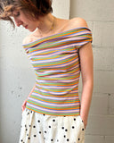 Eliza Faulkner Designs Inc. Juniper Off-Shoulder Top in Pink Stripe
