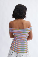 Eliza Faulkner Designs Inc. Juniper Off-Shoulder Top Pink Stripe