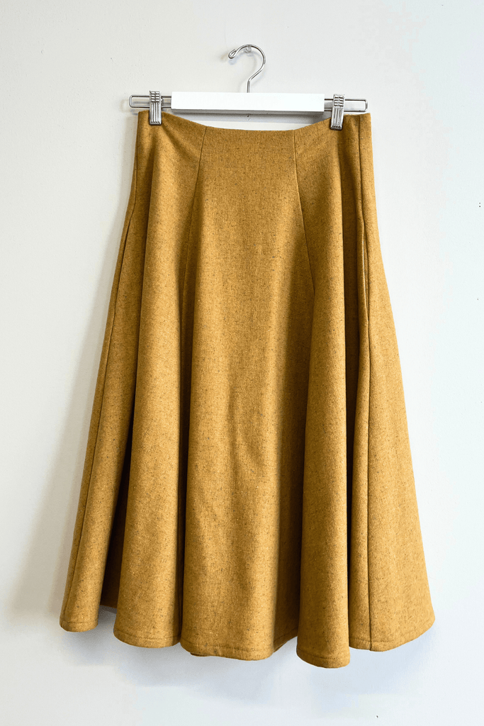 Eliza Faulkner Designs Inc. Pants M Sample Berkley Midi Skirt Yellow Wool