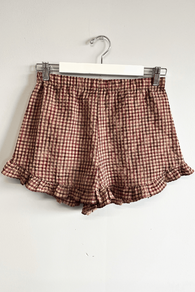 Eliza Faulkner Designs Inc. Pants S Sample Baxter Short Camel Gingham