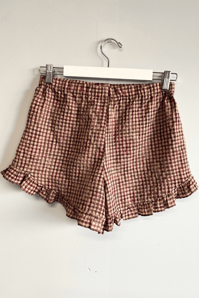 Eliza Faulkner Designs Inc. Pants S Sample Baxter Short Camel Gingham