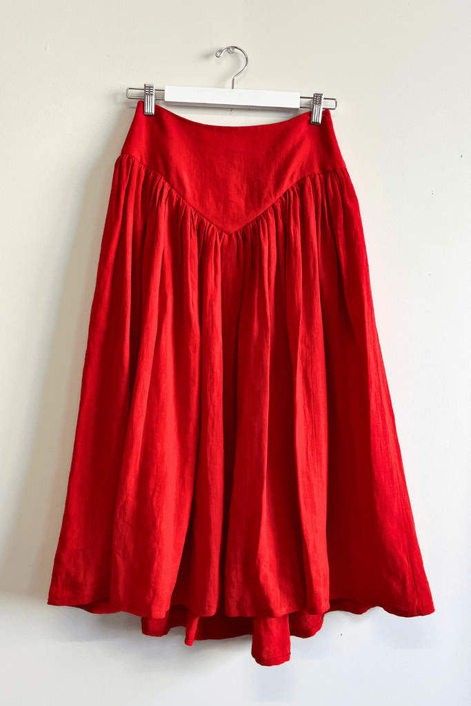 Eliza Faulkner Designs Inc. Pants S Sample Lucille Skirt Red Linen