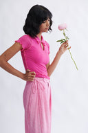 Eliza Faulkner Designs Inc. Percy Microknit Top Pink