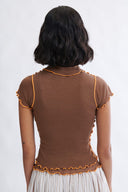Eliza Faulkner Designs Inc. Percy Polo Top in Chocolate