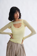 Eliza Faulkner Designs Inc. Quincy Longsleeve Microknit Shrug Yellow