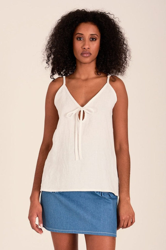 Eliza Faulkner Designs Inc. Shirts & Tops XL Imperfect Cami Slip Tank White Linen