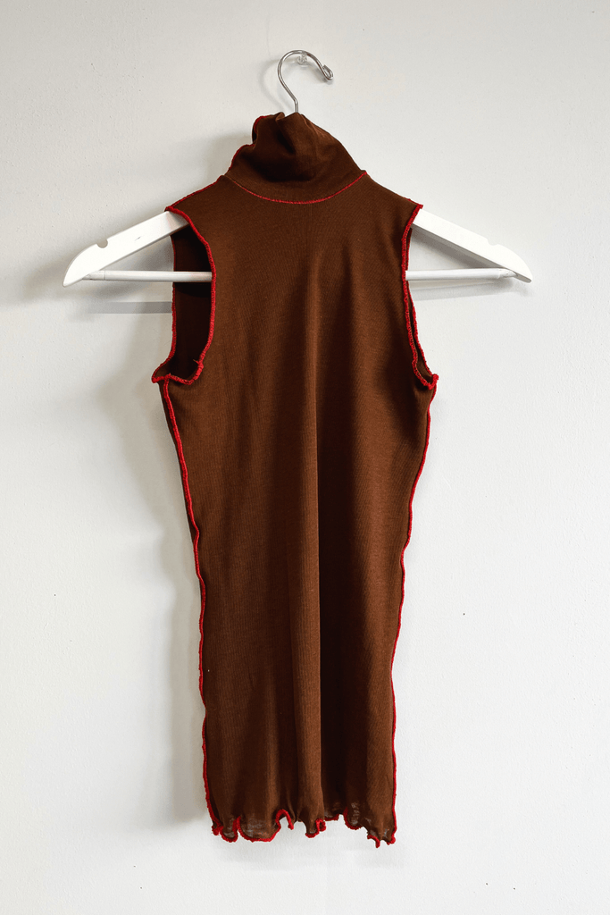 Eliza Faulkner Designs Inc. Shirts & Tops XS-S Sample Turtlrneck Tank Brown Wool