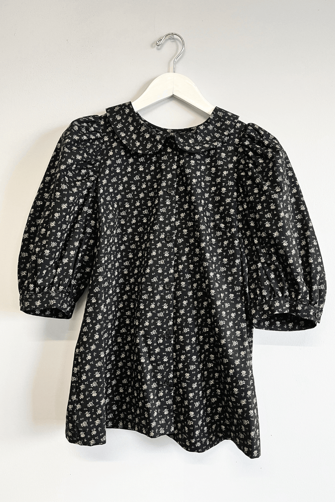 Eliza Faulkner Designs Inc. Shirts & Tops XS Sample Evie Blouse Black Flower Print