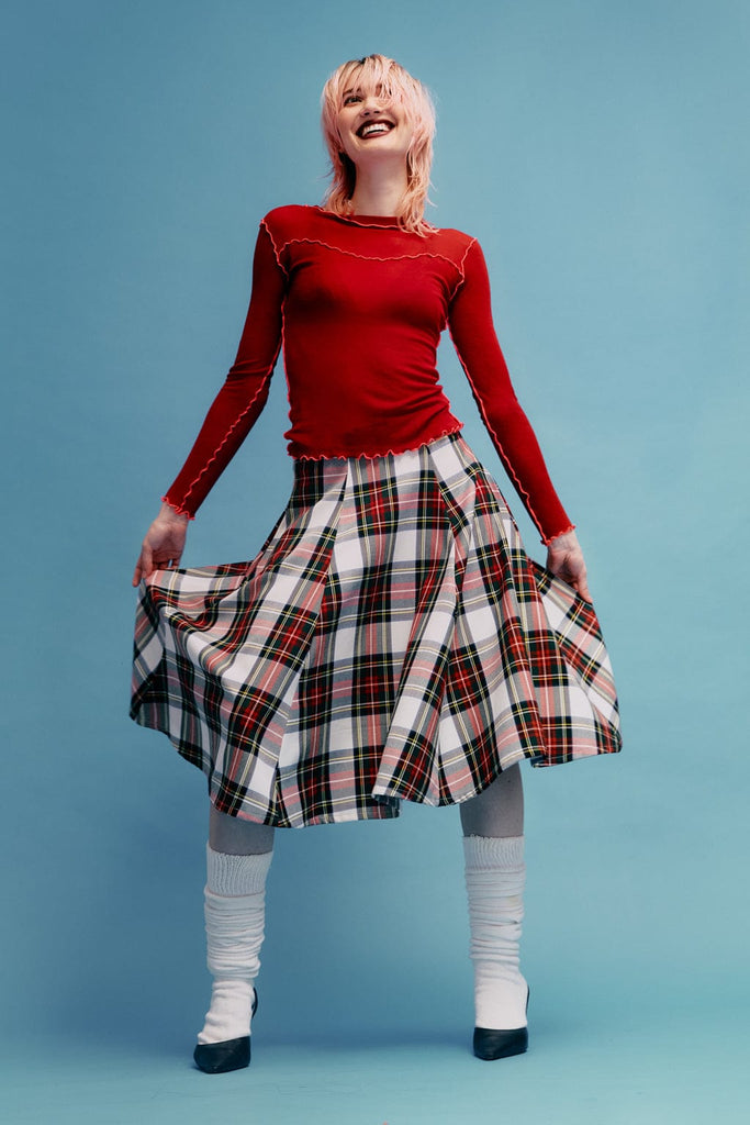 Eliza Faulkner Designs Inc. Skirts Berkley Skirt White Plaid