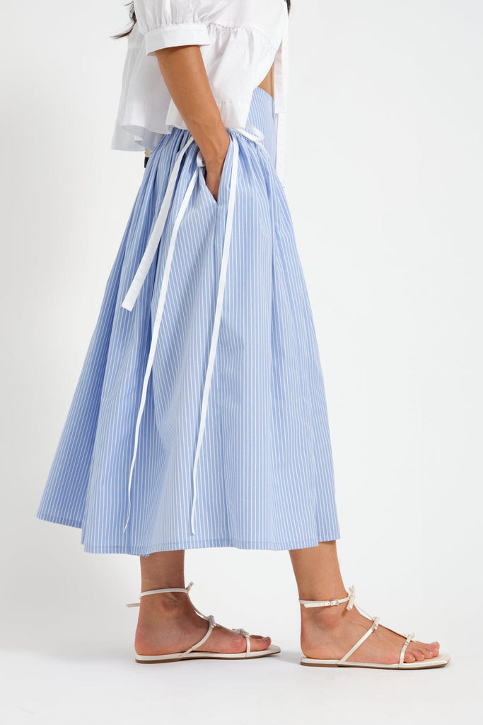 Eliza Faulkner Designs Inc. Skirts Lucille Skirt Blue Pinstripe