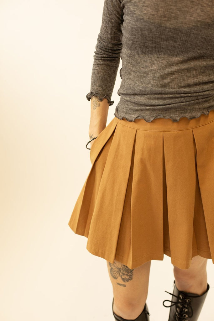 Eliza Faulkner Designs Inc. Skirts Portia Pleated Mini Skirt Camel