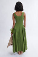 Eliza Faulkner Designs Inc. Vivienne Long Dress Green Linen