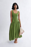 Eliza Faulkner Designs Inc. Vivienne Long Dress Green Linen