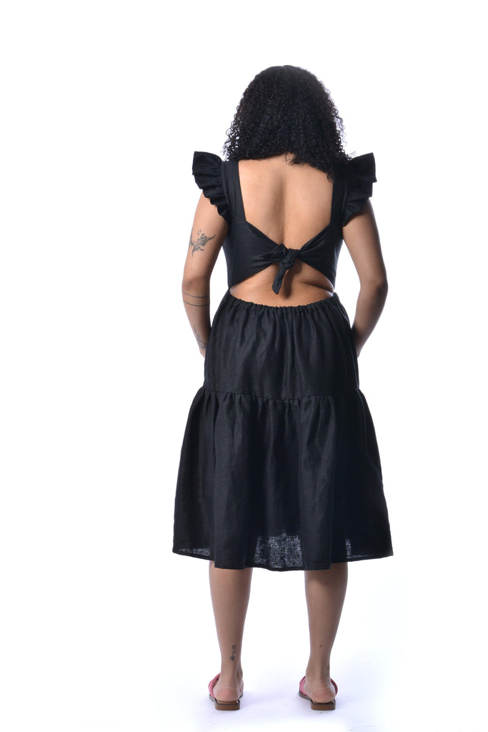 Eliza Faulkner Designs Inc. Black Linen Angelica Dress