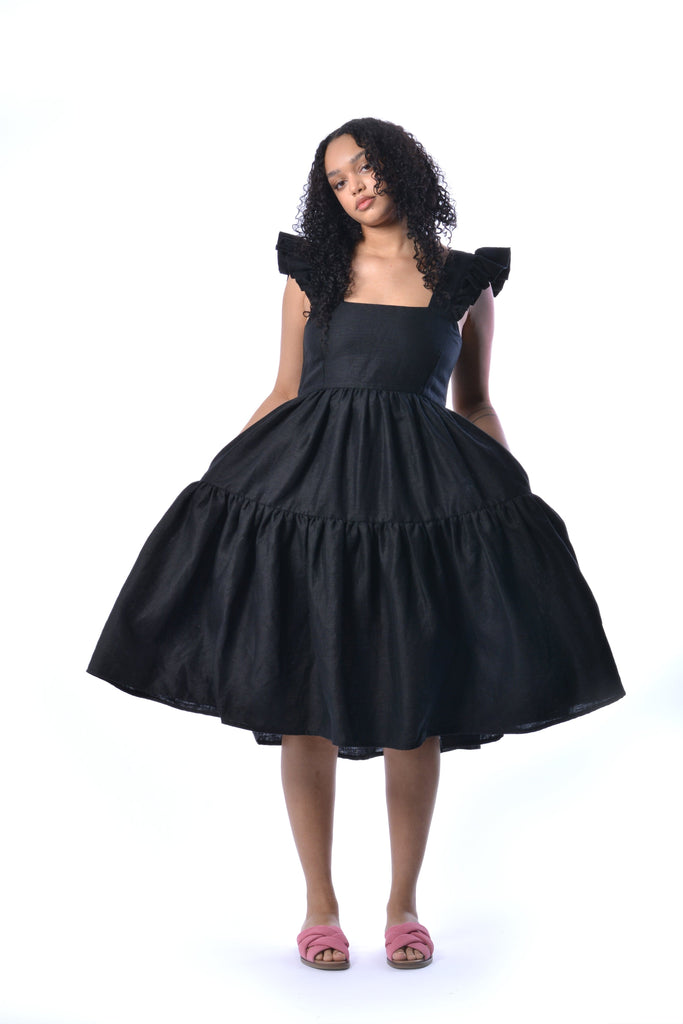 Eliza Faulkner Designs Inc. Black Linen Angelica Dress
