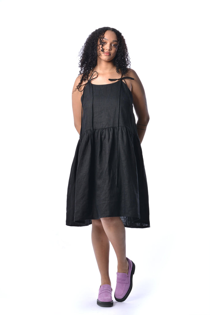 Eliza Faulkner Designs Inc. Black Linen Tig Dress