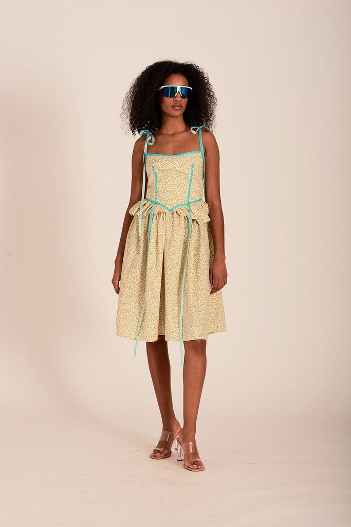 Eliza Faulkner Designs Inc. Dresses Tessa Dress Cream Floral & Eggshell Velvet
