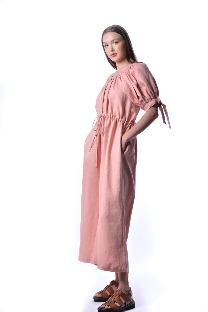 Eliza Faulkner Designs Inc. Jumpsuit Pink Linen Ramona Jumpsuit