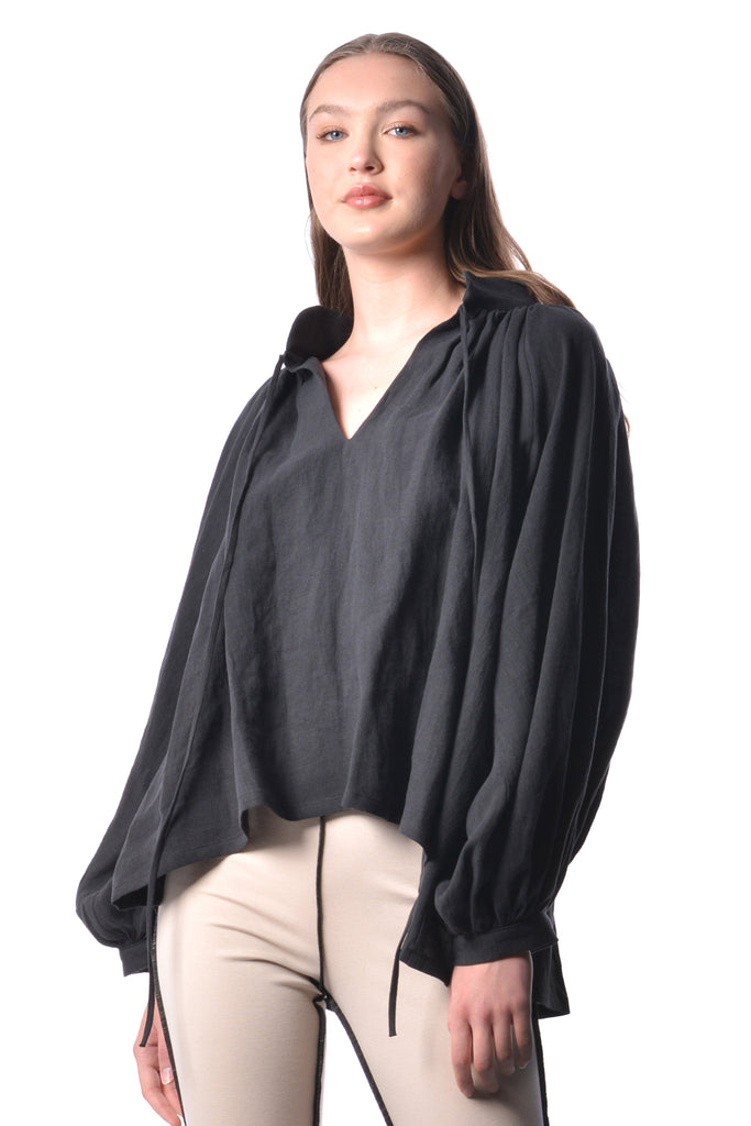 Eliza Faulkner Designs Inc. Shirts & Tops Black Linen Shakespeare Top