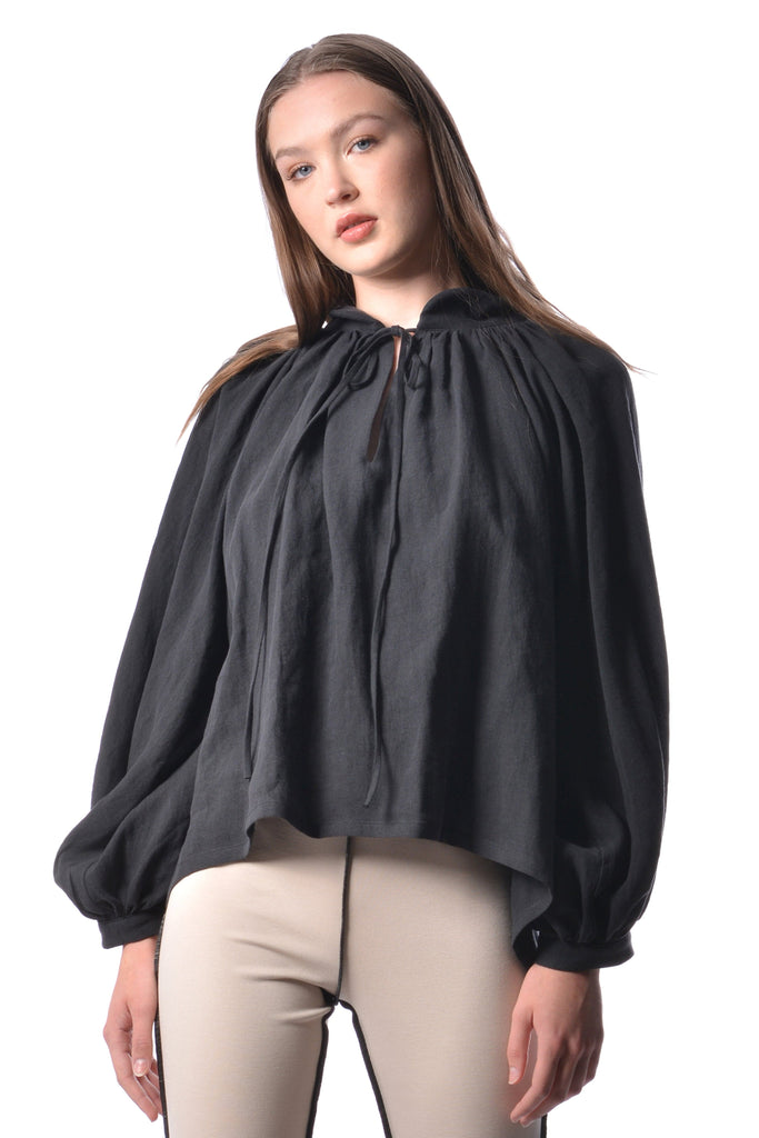 Eliza Faulkner Designs Inc. Shirts & Tops Black Linen Shakespeare Top