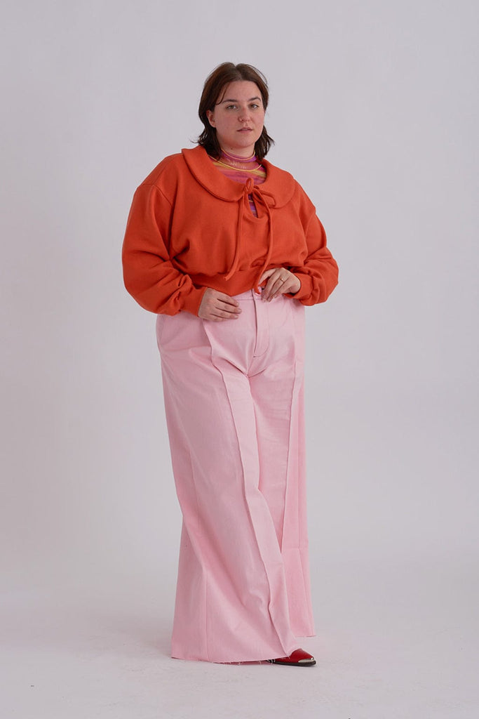 Eliza Faulkner Designs Inc. Tops Twee Crop Sweater Orange Fleece